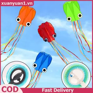 XUAN 1 Bộ 3D Lập Thể Bạch Tuộc Diều Đồ Chơi Bay Cho Trẻ Em Nylon Ripstop Cá Diều Koi Bơm Hơi Trò Chơi Ngoài Trời Diều Mềm VN