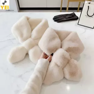 < YEI > Khăn quàng cổ lông thỏ giả dành cho nữ Giữ ấm lông thú thiện Sjaal đầy màu sắc Khăn quàng cổ mùa thu đông Lông thú giả sang trọng Mới