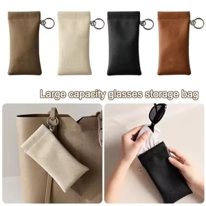 Túi đựng kính râm mở đàn hồi có móc khóa Túi bảo vệ kính da PU mềm Hộp đựng kính mắt nhẹ để du lịch sử dụng hàng ngày