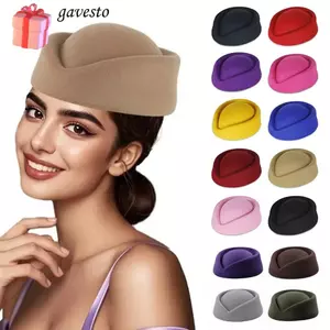 Mũ GAVESTO Top, Mũ Tiếp Viên Cổ Điển Chắc Chắn, Đa Năng Trang Trọng lõm Top Pillbox Cap Mũ Mũ Mũ Nữ