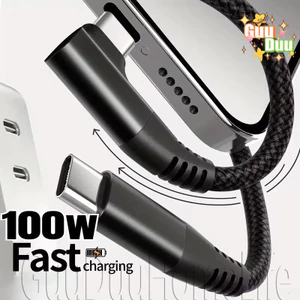 Cáp USB C sang USB C 100W - Cáp dữ liệu 90 độ - Hỗ trợ truyền dữ liệu - Dây dữ liệu TypeC kép sạc nhanh - Dành cho điện thoại I-Phone Sam-sung / Giao hàng miễn phí