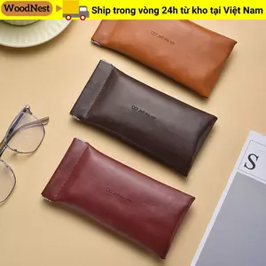 Túi đựng kính râm WOODNEST, Túi đựng kính mắt PU rắn, Phụ kiện kính mắt đơn giản Túi da mềm chống thấm nước
