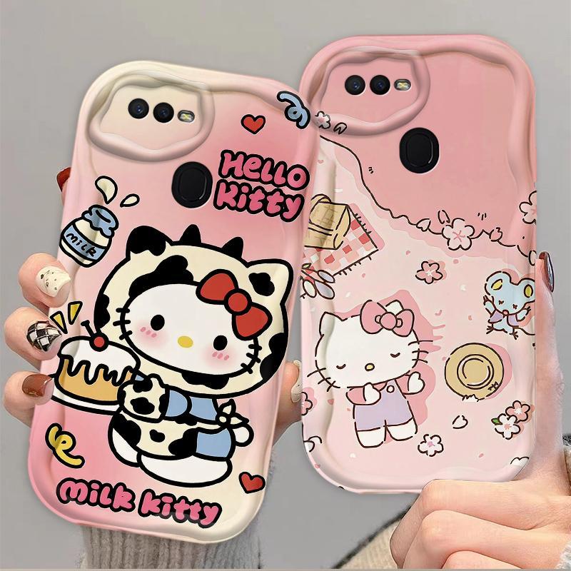 Thích Hợp Cho OPPO A5S A7 A12 F9 F9 Pro 3D Phụ Kiện TPU Mềm Hoạt Hình Kitty Nữ Vỏ Điện Thoại Chống Sốc
