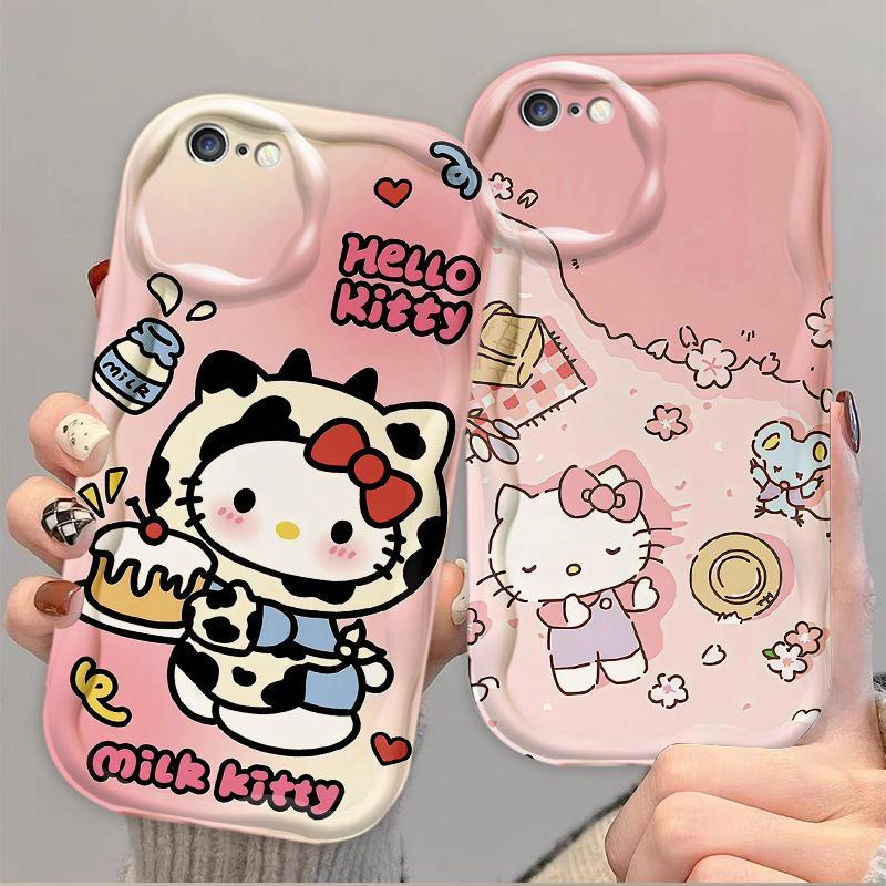 Thích Hợp Cho iPhone 6 6S 6 Plus 6S Plus 7 8 Plus SE 2020 3D TPU Mềm Hoạt Hình Kitty Nữ Vỏ Điện Thoại Chống Sốc