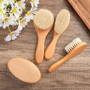 Bàn chải tay cầm bằng gỗ Bàn chải tóc cho bé Sơ sinh Lược chải tóc cho trẻ sơ sinh Máy mát xa đầu mới