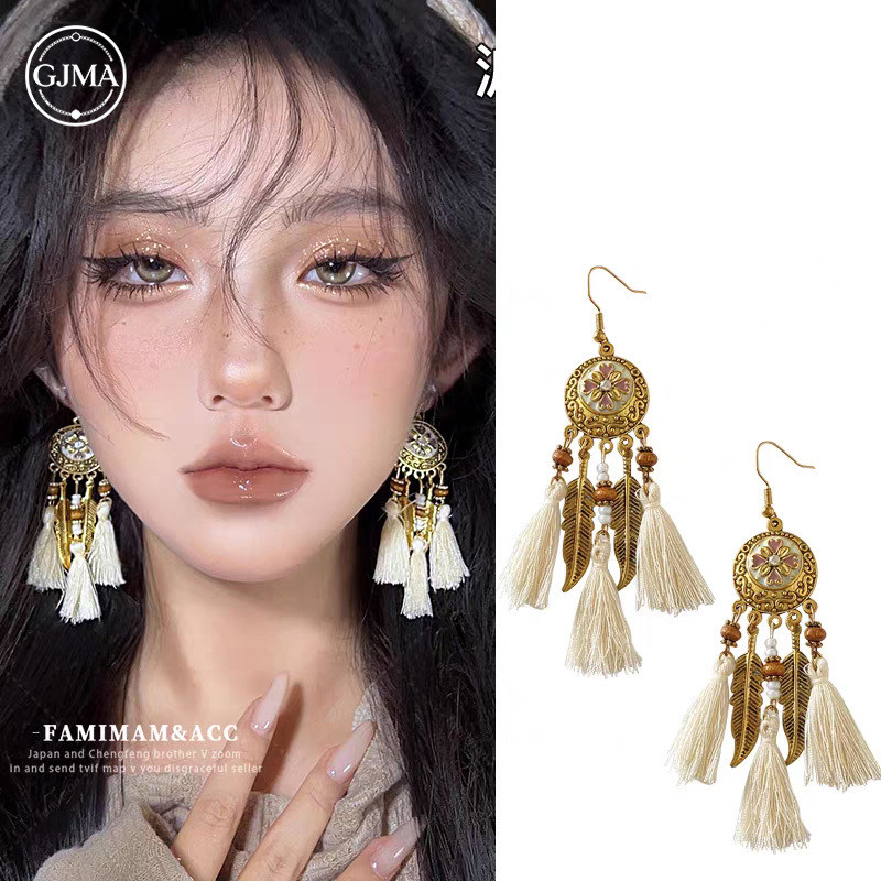 Bông tai móc tai tua rua phong cách dân tộc Bohemian thời trang thiết kế sáng tạo phụ kiện dành cho nữ