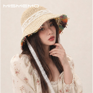 Mũ rơm ren hoa Misemo mùa hè, che nắng tiện lợi cho kỳ nghỉ biển