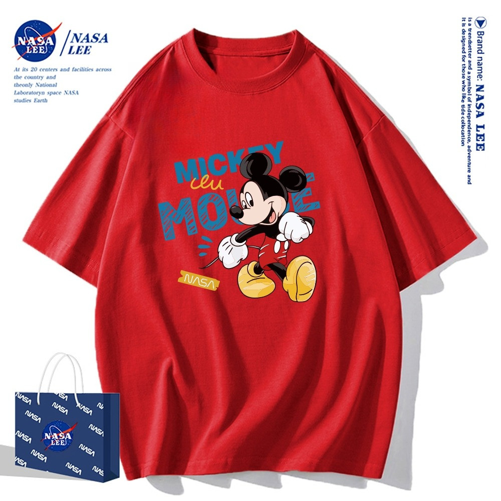 （Giao hàng 24h）Angela Áo thun cổ tròn Mickey Mouse x NASA 2026 100% cotton, form rộng, phong cách cổ điển Mỹ#2