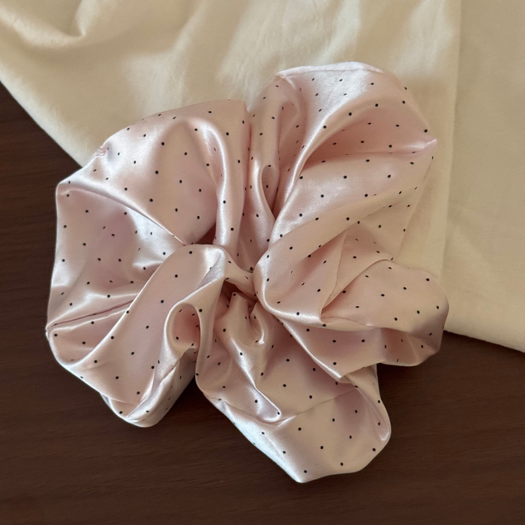 Dây buộc tóc bằng vải Satin chấm bi Hàn Quốc dành cho nữ