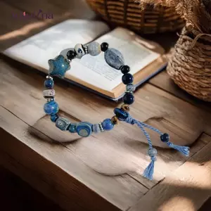 AqToCna Dễ Thương Celestial Ngôi Sao Gốm Hạt Vòng Tay Handmade Tình Bạn Món Quà Trang Sức Dành Cho Nữ Cô Gái Bestie AqToCna
