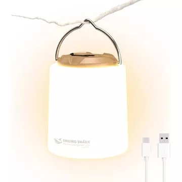 Đèn lồng cắm trại LED cá mập cười, đèn cắm trại Mini ấm có thể sạc lại &amp; Đèn lều chống nước có thể điều chỉnh độ sáng di động cho người lớn &amp; Trẻ em cắm trại câu cá đi bộ đường dài khẩn cấp, L