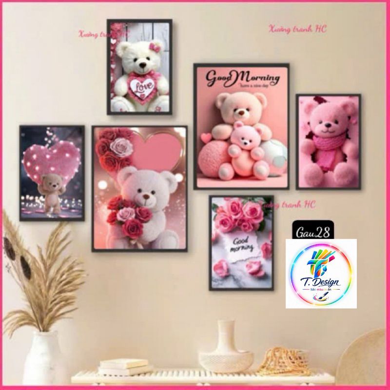 Bộ 6 Tranh decor dễ thương cho cô nàng, hoa xinh để trang trí phòng và tường đẹp.
