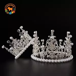 CANAMEK 1 Chiếc Ngọc Trai Thái Bánh Trang Trí Tiaras Nhỏ Pha Lê Ngọc Trai Công Chúa CakeToppers CSF