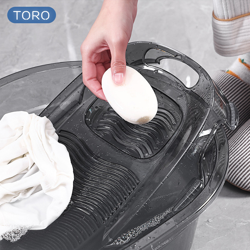 Chậu Giặt Đồ Trong Suốt HomeMate Kèm Bàn Chà Quần Áo Thông Minh, Thau Giặt Nhựa PET Dày Chống Trượt Cao Cấp