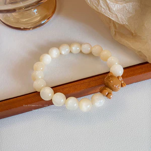 Ban Đầu Tự Chế Màu Vàng Be Ngọc Đá Tự Nhiên Dễ Thương KT Vòng Tay Mới Trung Quốc Thiết Kế Niche Vòng Tay Quà Tặng