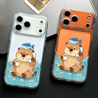 Rái cá đáng yêu đang gọi điện thoại ỐP đIệN ThoạI Cho IPhone 17 15 14 13 12 11 Promax, XR XS MAX 16PRO 16 Plus ốP Silico