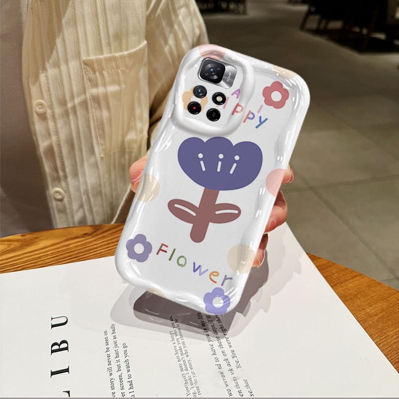 Vỏ Silicon Hoạt Hình Cho Redmi 10 Note 11 11S 12 Pro 4G 3D Phụ Kiện Vỏ Điện Thoại Mềm TPU Hoa Ins Phong Cách Đơn Giản Ốp Lưng Chống Sốc