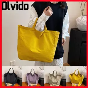 Túi Tote OLVIDO, Túi đeo vai mua sắm phong cách Hàn Quốc màu trơn, Trọng lượng nhẹ Túi đeo nách phù hợp với sức chứa lớn