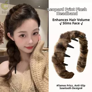 Băng đô lông xù ROLY, Lược chải răng Băng đô chống trượt có thể điều chỉnh, Mũ nón cao cấp thời trang Hàn Quốc Ấm cúng Vintage Hình chữ U sang trọng Phụ kiện tóc nữ