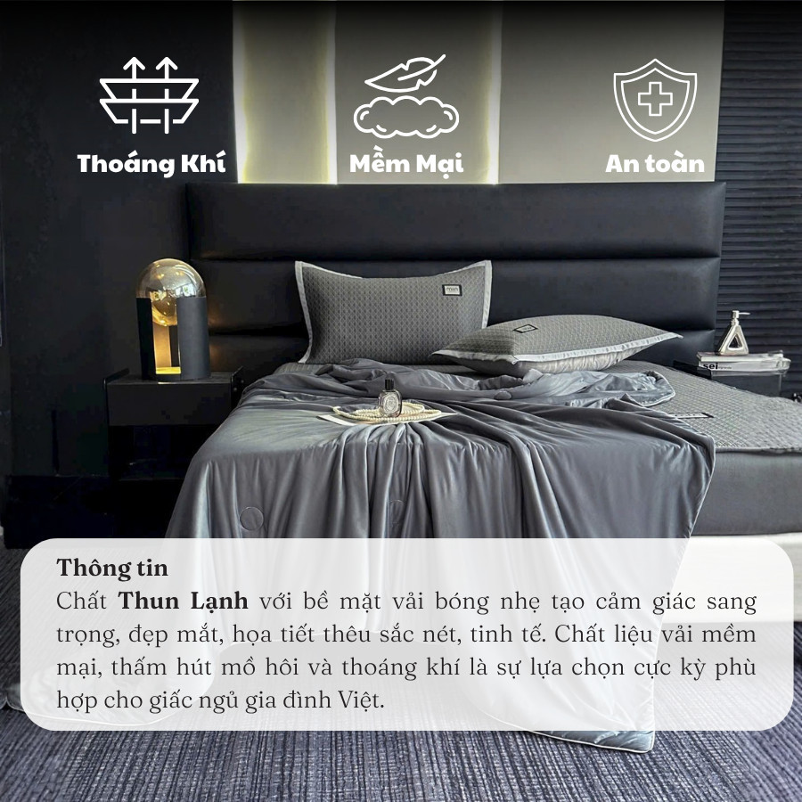 (CH704) Chăn hè thun lạnh độ thoáng mát cực cao kèm lớp bông êm ái, tông màu basic, tinh tế Memminbedding Luxury - D1