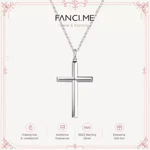 FANCIME Vòng cổ bạc chéo viền vát dành cho nam