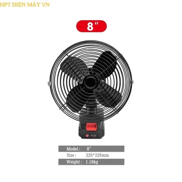 Quạt Pin Tích Điện MAKITA, Quạt Chạy Pin Tích Điện 8 Inch Để Bàn , Làm Mát Cực Nhanh, (quạt đen ), HPT ĐIỆN MÁY