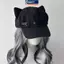 MAKY Tai Mèo Nữ Bông Tai Kẹp Gothic Gothic Gothic Gothic Gothic Beret Y2K Bé Gái Steampunk Punk Dây Kéo Handmade Mũ Chống Nắng VN