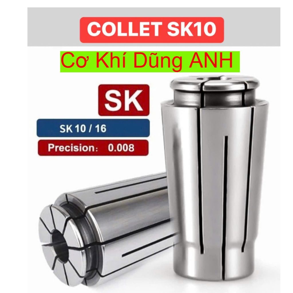 Collet Sk10 hàng Đài Loan dùng kẹp dao phay phù hợp gia công độ chính xác cao