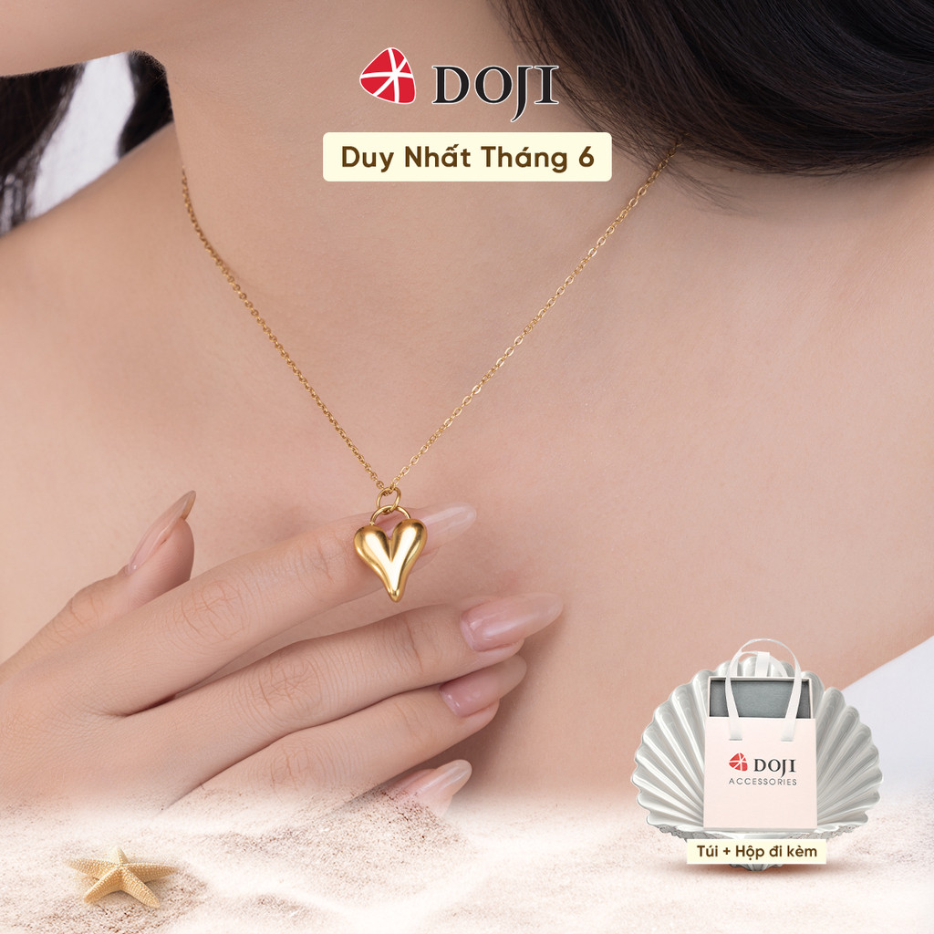 Dây liền mặt nữ Flame of Love hình tim mạ vàng cao cấp, sang trọng, đi làm đi tiệc đi chơi - DOJI
