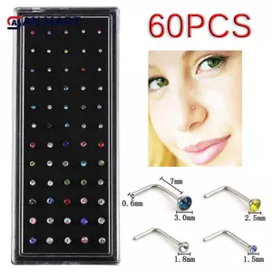 AN.MART 60 CHIẾC L Phong Cách Pha Lê Mũi Nhẫn Xương Stud Thép Xuyên Trang Sức VN
