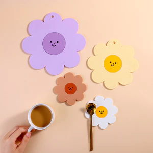 Silicone Cách Nhiệt Miếng Lót Cao Su Mềm Hộ Gia Đình Chống Trơn Trượt Coaster Chịu Nhiệt Độ Cao Bàn Ăn Miếng Lót Món Ăn Hoa Hướng Dương FIW