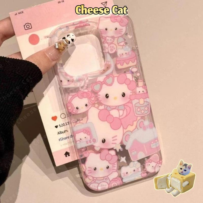 Dây Buộc Hồng Kính Mát Kitty Ốp Lưng Điện Thoại iPhone 14 11 12 13 15 16E 17 Pro Max XR Xs Max 7 Plus 8 Plus 6 SE