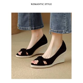 Giày Cao Gót Nữ Miệng Cá Dày Gót Slip-On Thời Trang