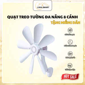 Quạt Treo Tường Nhà vệ Sinh, Phòng Tắm, Nhà Bếp 8 Cánh Không Tiếng Ồn Xoay 360 Độ, Kèm Miếng Dán