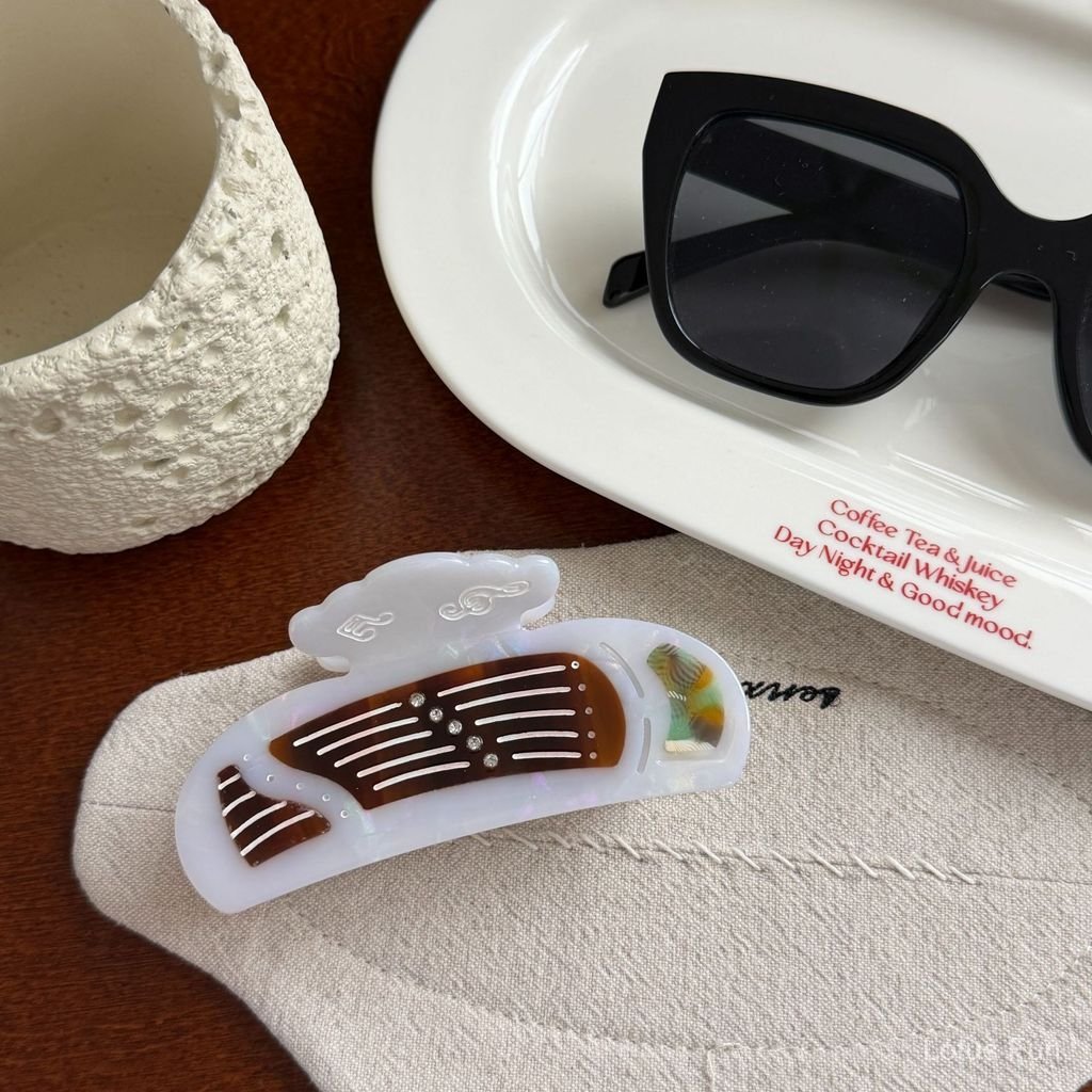 【New！】Phong Cách Trung Hoa Mới Phong Cách Trung Hoa Hợp Thời Trang Nhạc Cụ Acetate Kẹp Tóc Biwa/Đàn Tranh Tạo Kiểu Tấm Bun Cá Mập