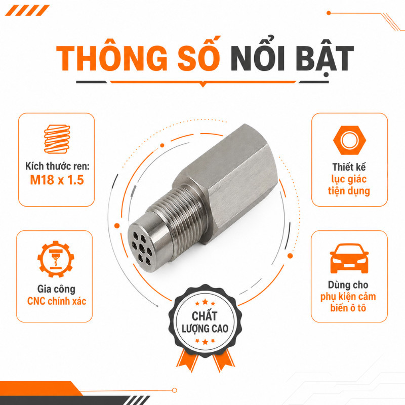 Bộ Chuyển Đổi Cảm Biến Oxy - Giải Pháp Xử Lý Lỗi Đèn Động Cơ, Chất Thép Không Gỉ & Độ Bền Vượt Trội