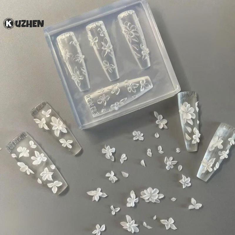 KUZHEN 3D Hoa Khuôn Làm Móng DIY Silicone Dụng Cụ Làm Móng Hoa Cánh Hoa Thiết Kế Móng Tay Nhựa Khuôn Móng Tay Nghệ Thuật Khắc Bản Mẫu Làm Móng Tay HOT