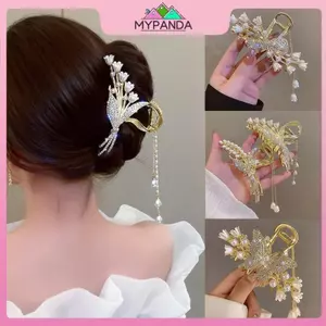 MYPANDA Kim Cương Giả Ngọc Trai sel Vuốt Tóc Hoa Kẹp Tóc Cho Nữ Thanh Lịch Đuôi Ngựa Phụ Kiện Tóc Thời Trang.