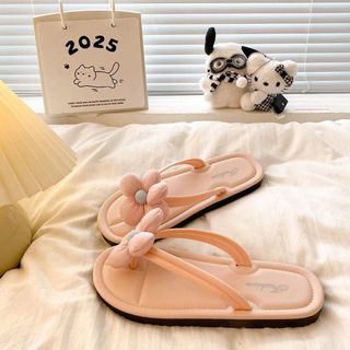 Dép Xỏ Ngón Nữ Hoa 3D Đế Êm, Dép Nữ Đi Trong Nhà Và Ngoài Trời, Chống Trơn Trượt, Phong Cách Hàn Quốc