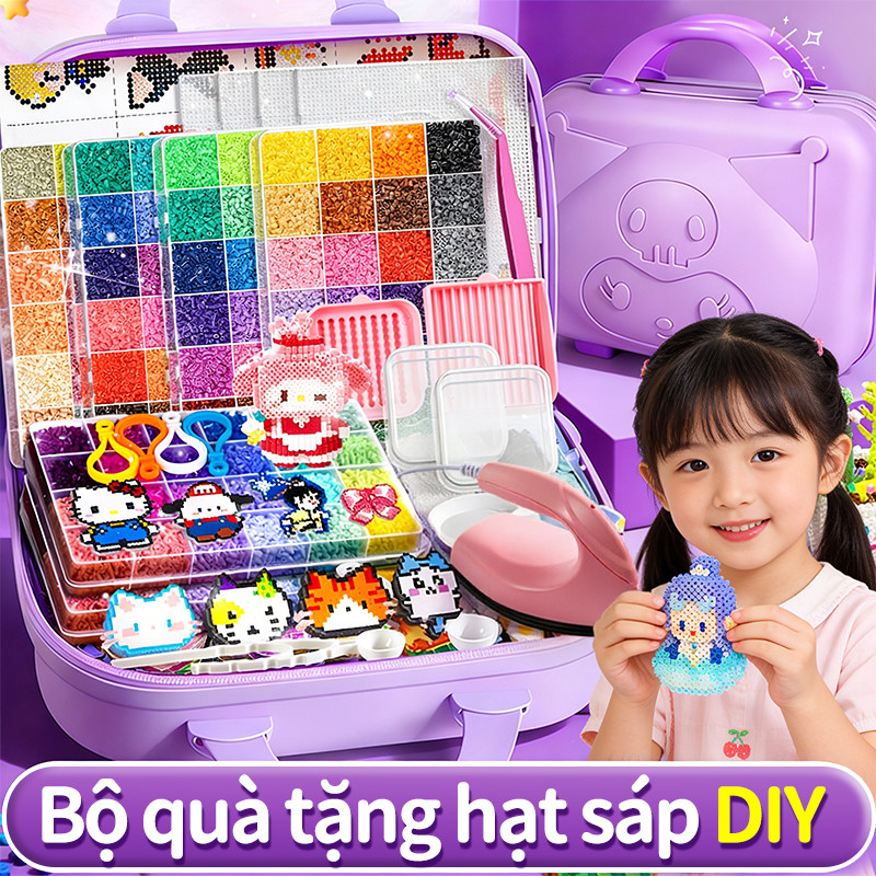 Bộ hạt xếp 2.6mm DIY pixel art đồ chơi giáo dục thủ công đủ bàn ủi khuôn an toàn cho bé quà ý nghĩa