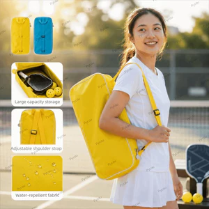 Túi Vợt Bóng Rổ PYCOU, Túi Vợt Xanh Vàng Đa Năng, Lưới Chất Lượng Cao Thoáng Khí Cầm Tay Trọng Lượng Nhẹ Huấn Luyện Ba Lô