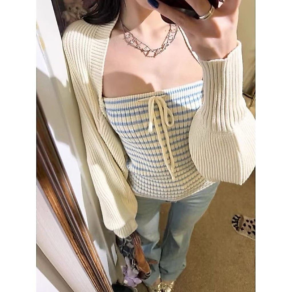 𝑺𝒔𝒖.𝑺𝒕𝒖𝒅𝒊𝒐 SET ÁO LEN ÁO QUÂY VAG CADIGAN Set Pure And Desire Nữ – Cardigan + Áo Quây, Thanh Lịch Mùa Xuân