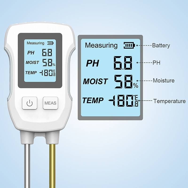 MUQV Máy đo đất LCD kỹ thuật số 3 trong 1 Máy đo độ ẩm nhiệt độ PH với dụng cụ đo thực vật Balight cho cây hoa Vườn n