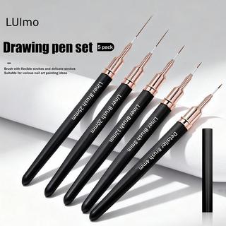 Bộ 5 cọ vẽ móng tay LUImo nhiều kích thước 4/8/12/20/25mm cho nail art, vẽ nét mảnh, thiết kế móng chi tiết