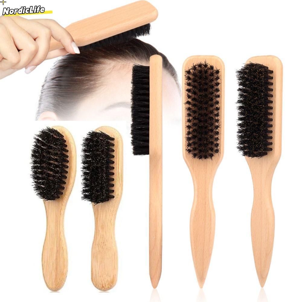 NORDICLIFE Slick Back Hair Brush, Chức năng trêu chọc bằng gỗ Bàn chải tóc lông Boar, Flyaways Control Smooth Backcombing Design Sleek Ponytail Brush Dụng cụ tạo kiểu tóc