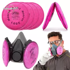 CATMALLER88 1 Bộ Lọc Cotton, Vỏ Bụi Chống Sợi Thủy Tinh Lọc P100, 2097 / 2091 6200 / 7502 / 7501 / 6800 Series Hạt Hạt Hạt Lọc Khí Tranh Phun Công Nghiệp