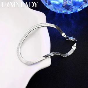 Mới Đến Bạc 925 4mm Dây Xích Vòng Tay Nữ Lưỡi Dao Thời Trang Cưới Mỹ Trang Sức 8inches