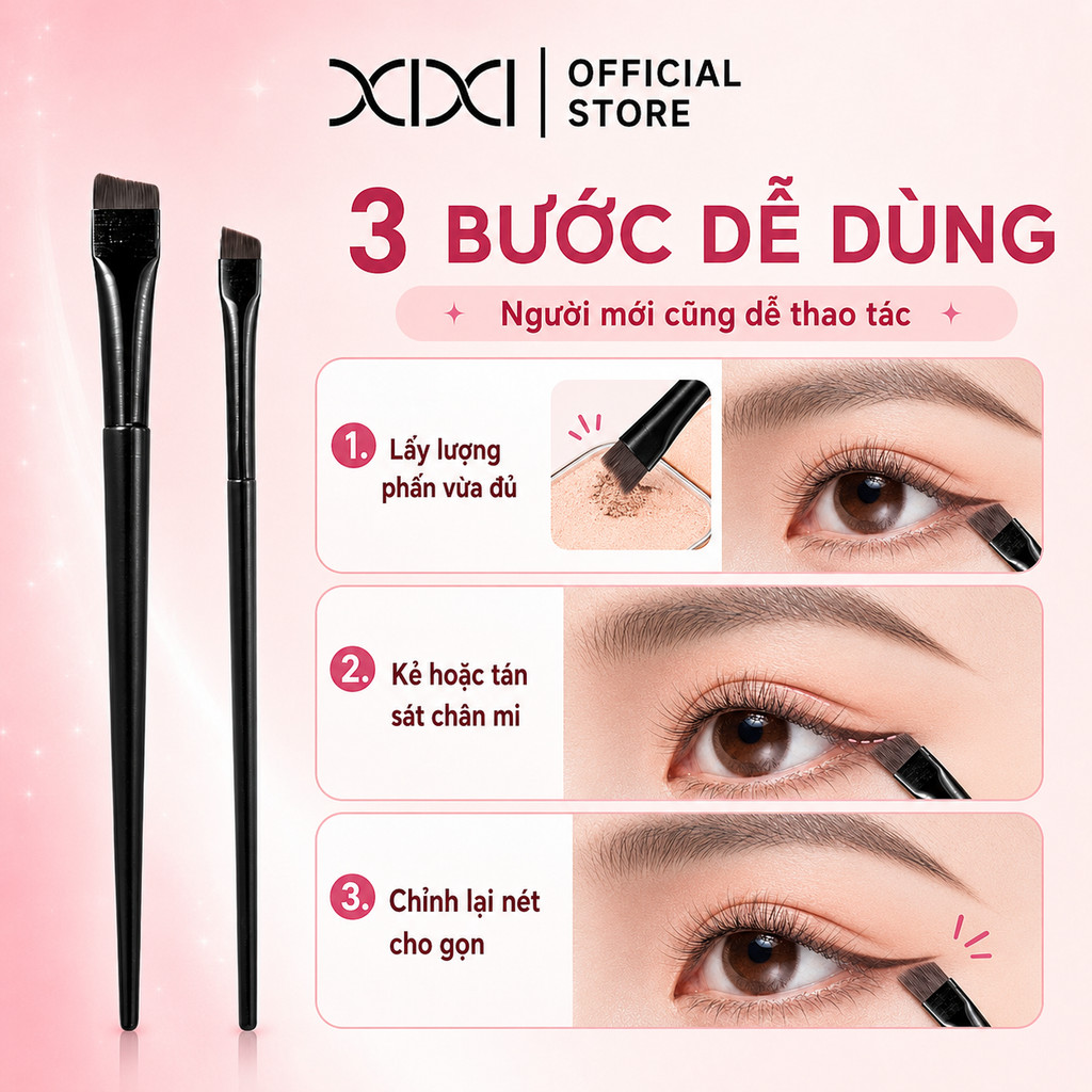 XIXI Cọ Trang Điểm Chân Mày X749, Đầu Cọ Vát Lông Mịn, Dễ Vẽ Dáng Mày Cho Người Mới