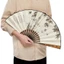 Quạt Cổ Quạt Gấp Phong Cách Trung Quốc Nam Vải Lụa Gấp Trôi Tre Quạt Hanfu Quạt Di Động Retro DEQE