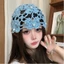 Mũ beanie chui đầu PYCOU, Mũ beanie dệt kim móc tay rỗng, Mũ nồi mỏng thoáng khí Hàn Quốc dành cho nữ